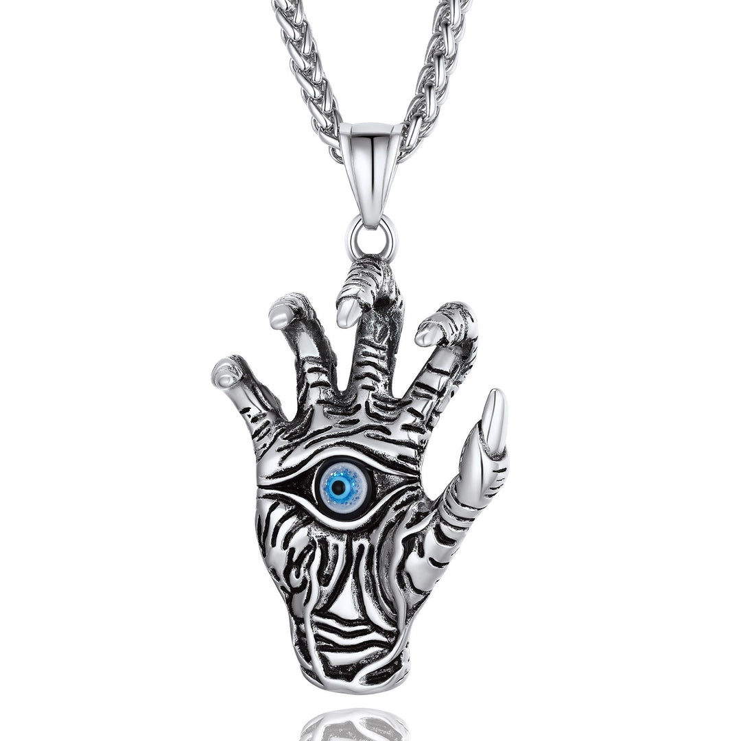Dragon Claw Blue Evil Eye Pendant Necklace for Men