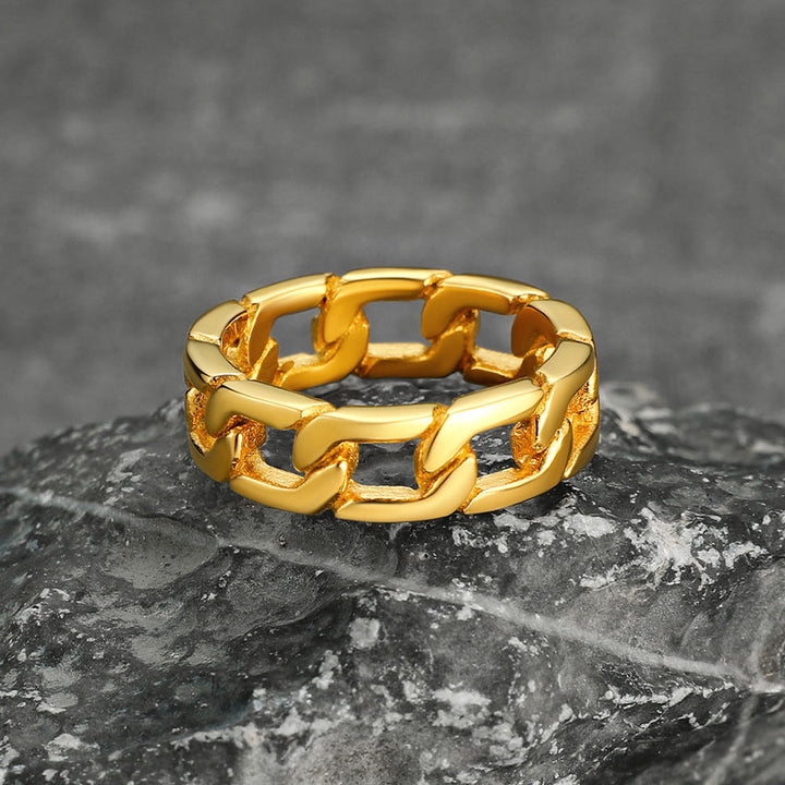 Chunky Cuban Link Chain Ring For Men Stainless Steel