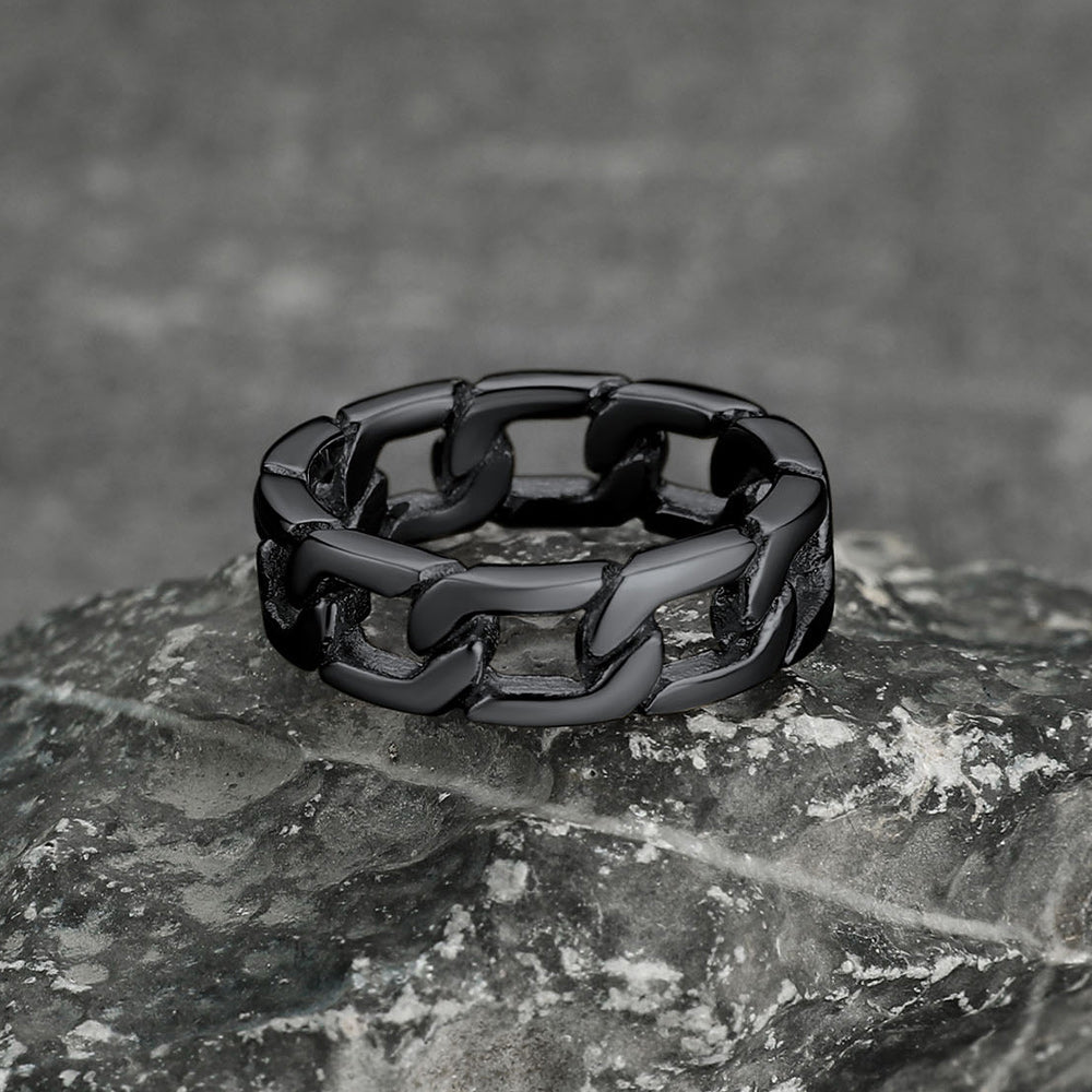 Chunky Cuban Link Chain Ring For Men Stainless Steel