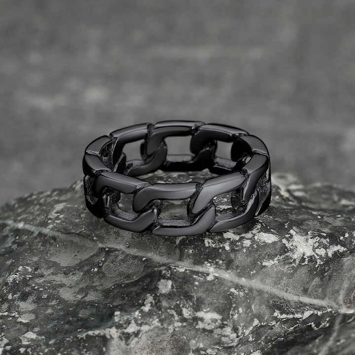 Chunky Cuban Link Chain Ring For Men Stainless Steel