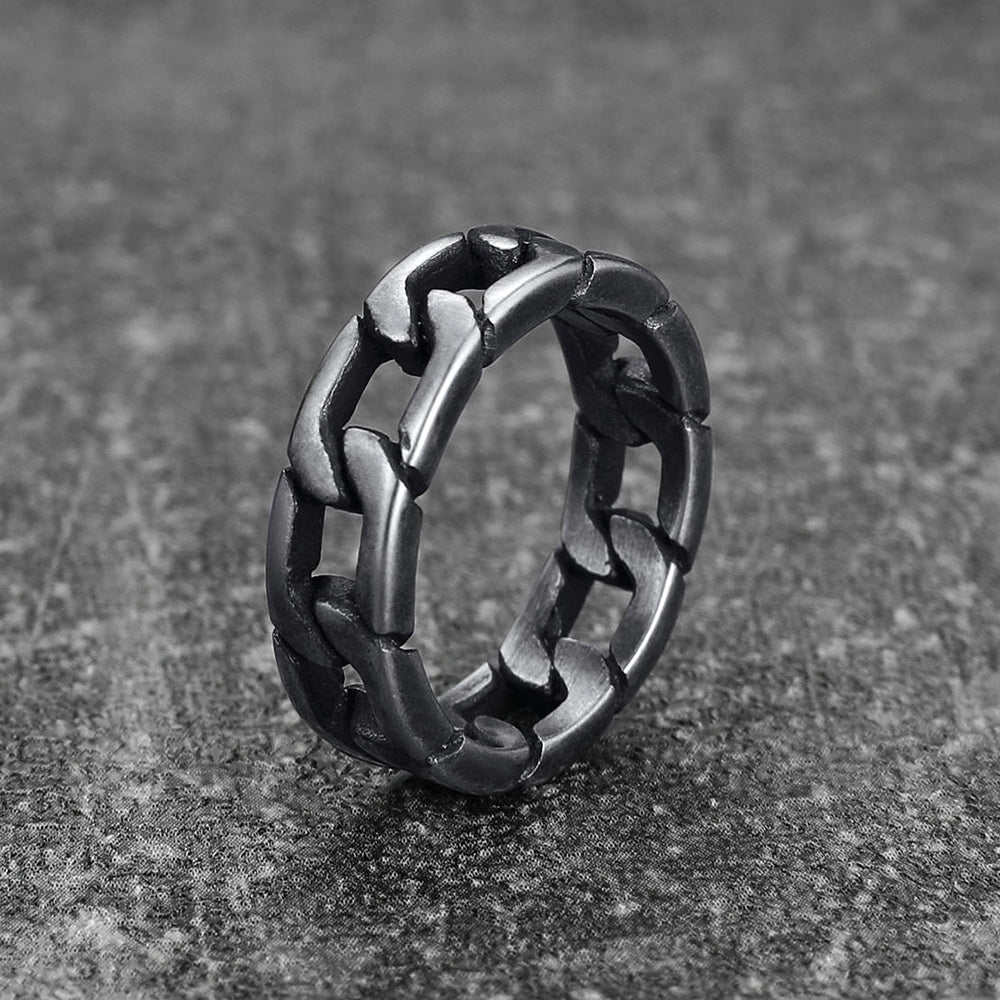 Chunky Cuban Link Chain Ring For Men Stainless Steel