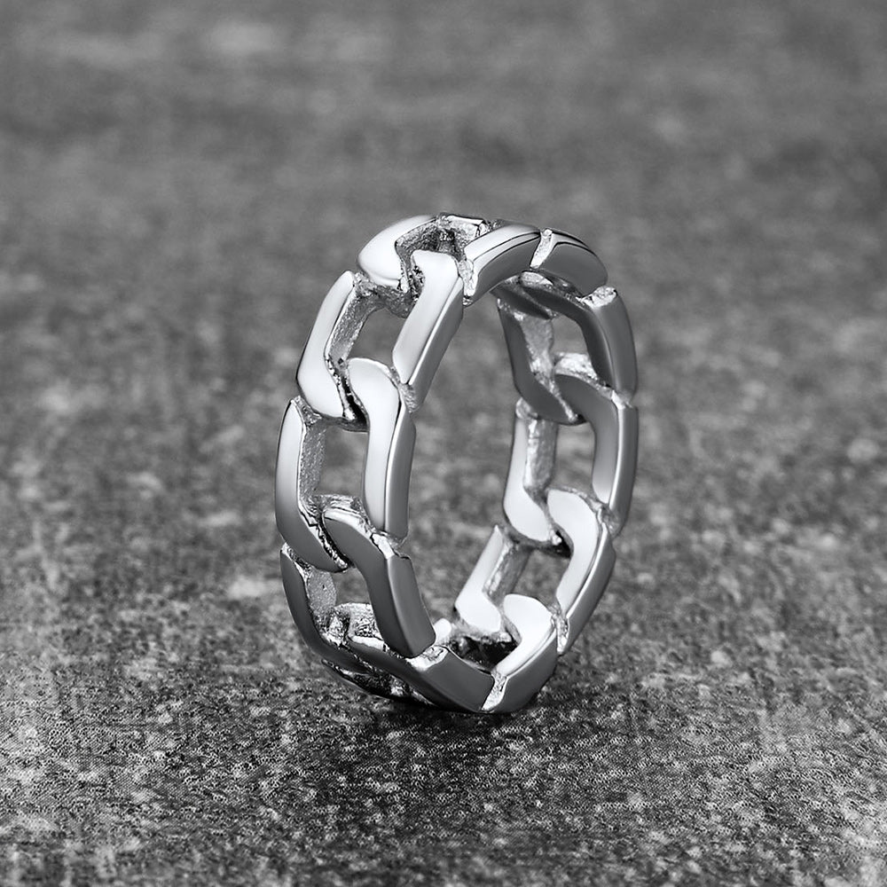 Chunky Cuban Link Chain Ring For Men Stainless Steel