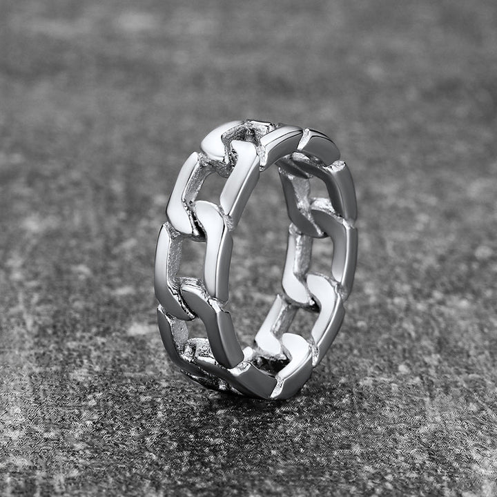 Chunky Cuban Link Chain Ring For Men Stainless Steel