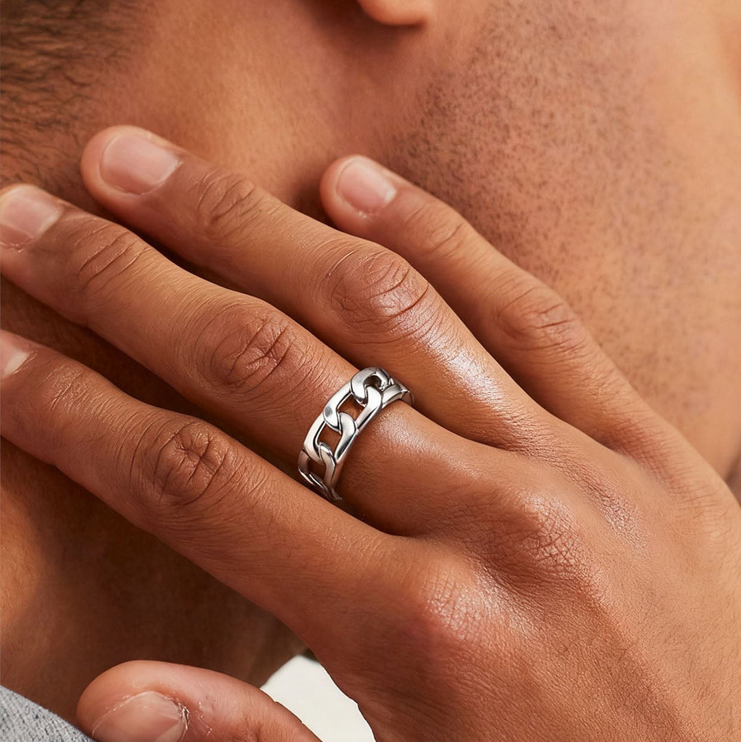 Chunky Cuban Link Chain Ring For Men Stainless Steel