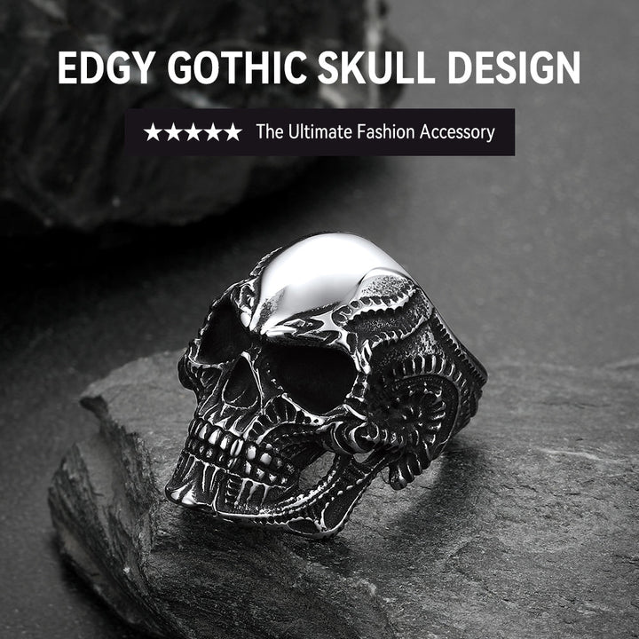 Biker Gothic Skull Ring for Men in Stainless Steel