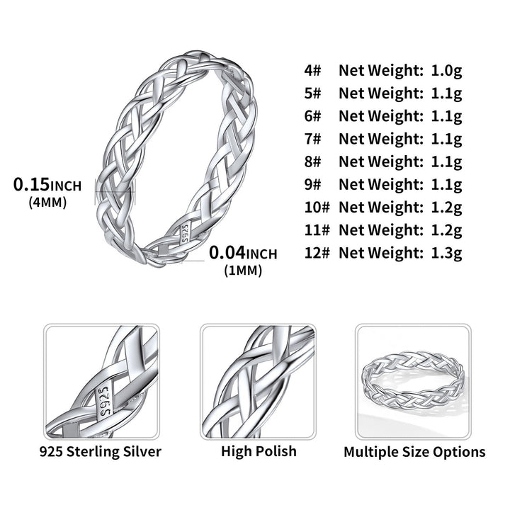 Sterling Silver Celtic Knot Wedding Band Ring for Women