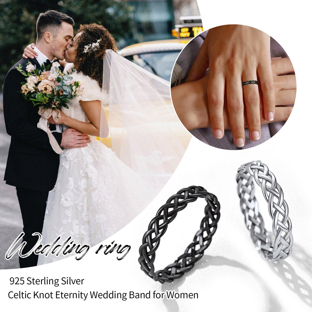 Sterling Silver Celtic Knot Wedding Band Ring for Women