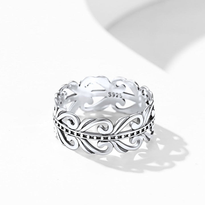 Sterling Silver Celtic Knot Filigree Vine Leaf Ring for Women