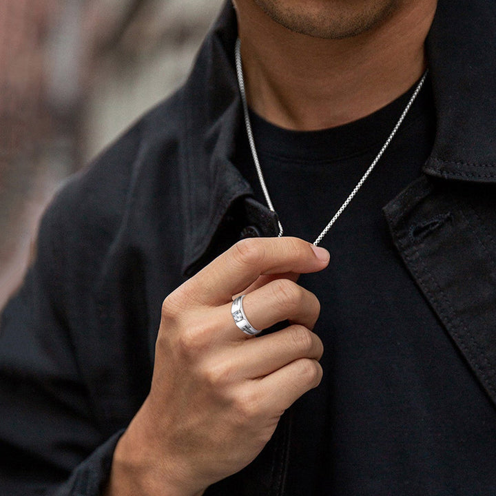Men's Black Onyx Ring Diamond Ring in Sterling Silver