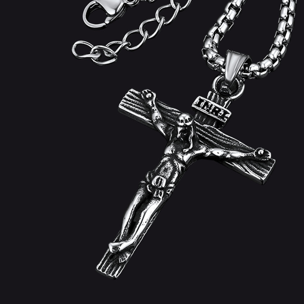 Catholic Crucifix Cross Necklace Jesus Pendant For Men Women