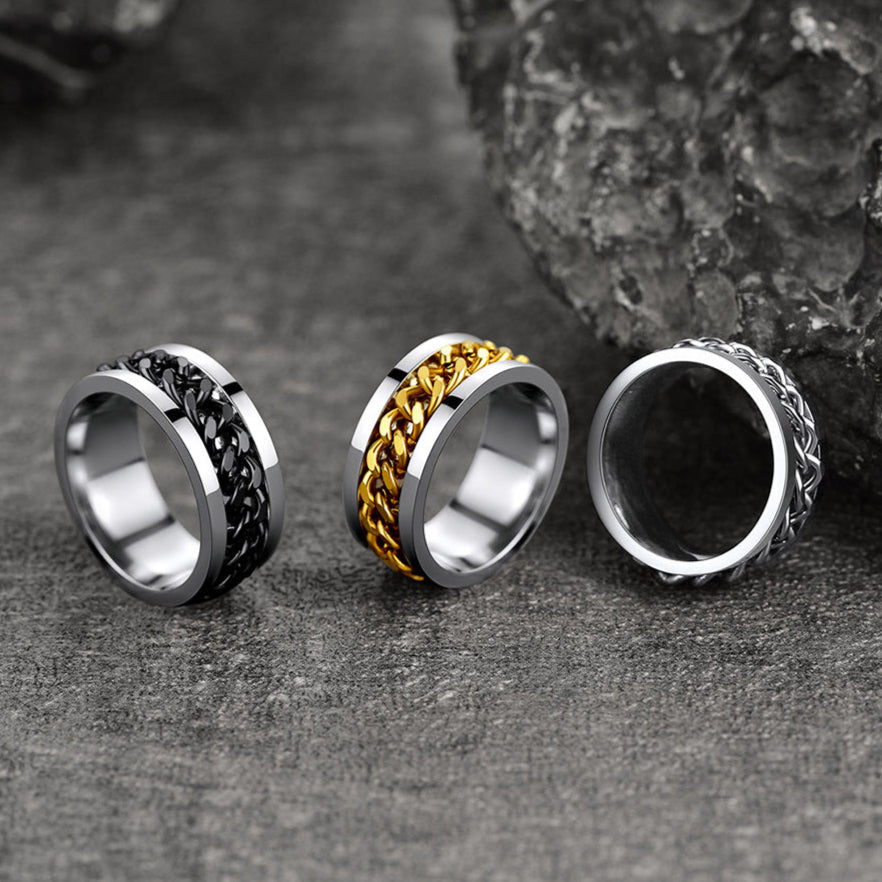 Cuban Chain Link Fidget Spinner Anxiety Ring for Men