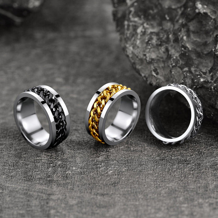 Cuban Chain Link Fidget Spinner Anxiety Ring for Men