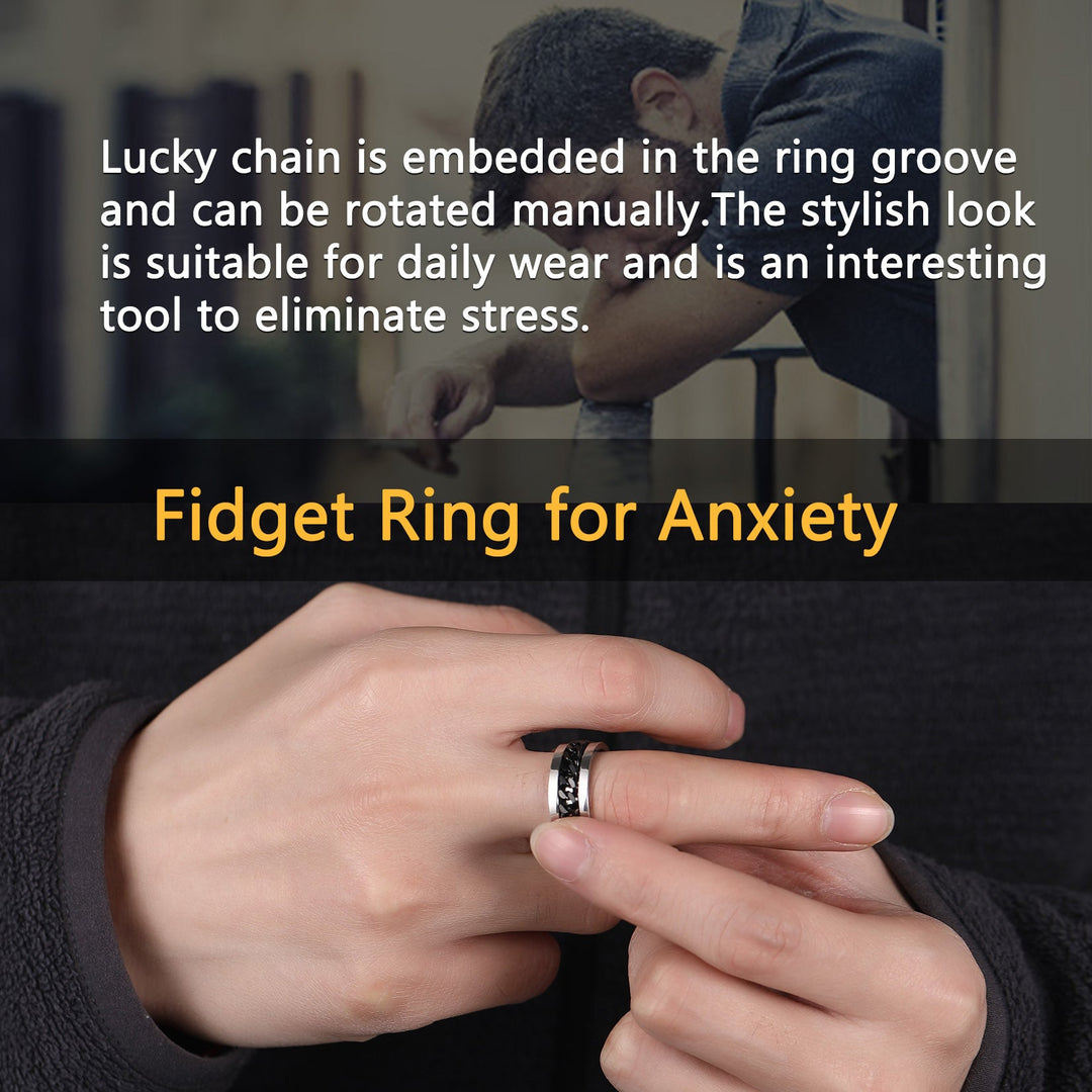 Cuban Chain Link Fidget Spinner Anxiety Ring for Men