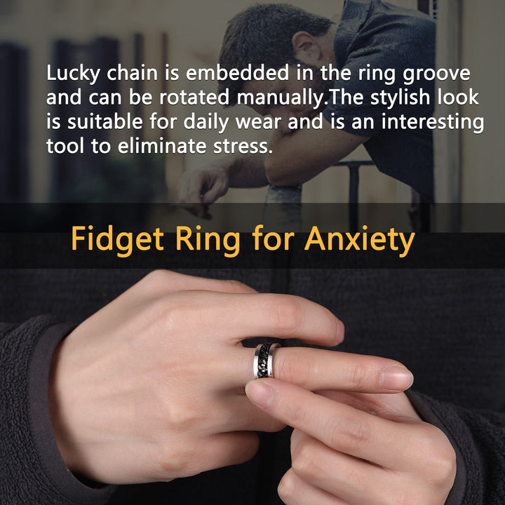 Cuban Chain Link Fidget Spinner Anxiety Ring for Men