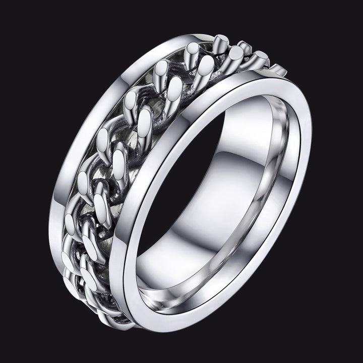 Cuban Chain Link Fidget Spinner Anxiety Ring for Men