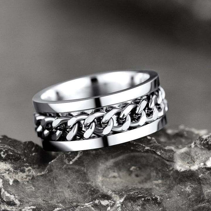 Cuban Chain Link Fidget Spinner Anxiety Ring for Men