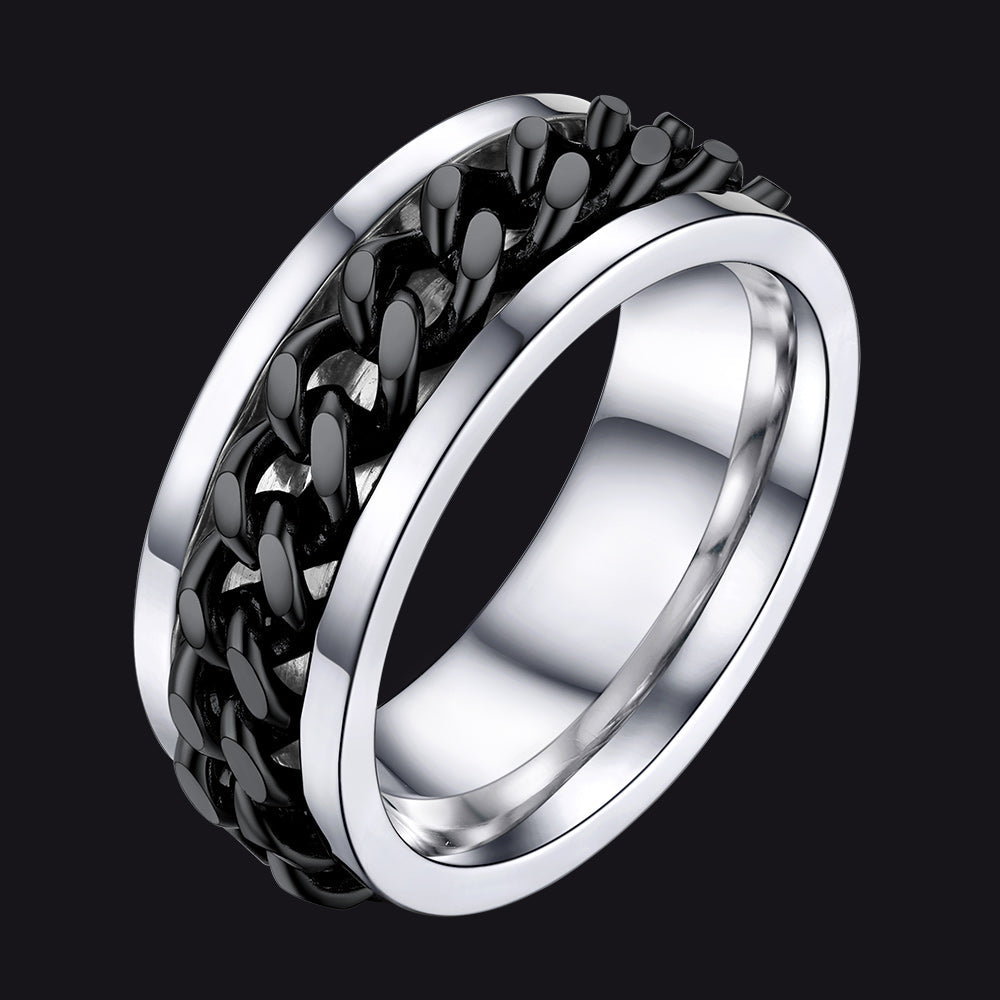 Cuban Chain Link Fidget Spinner Anxiety Ring for Men