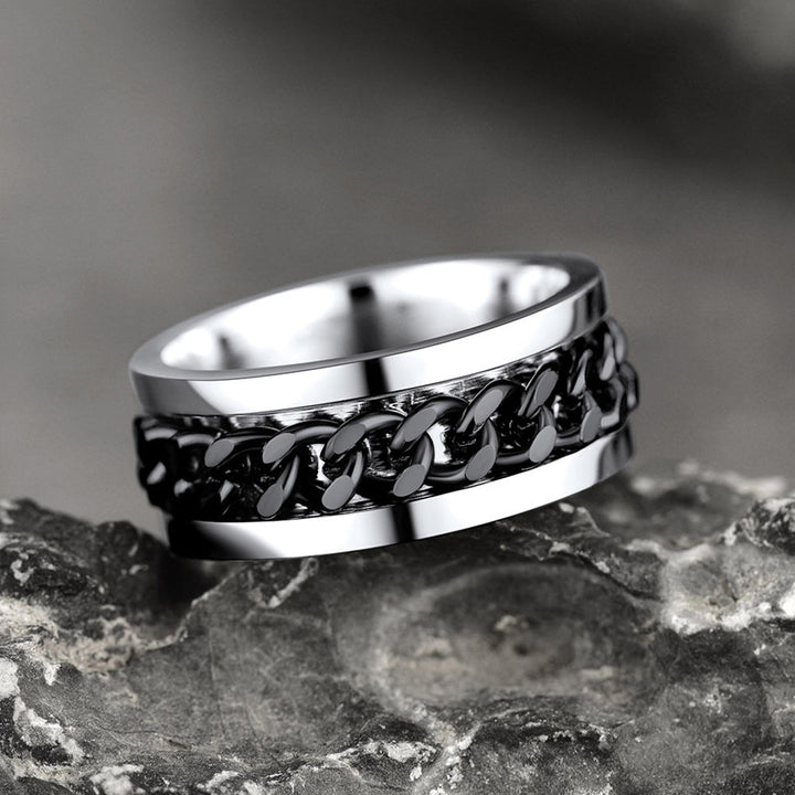 Cuban Chain Link Fidget Spinner Anxiety Ring for Men