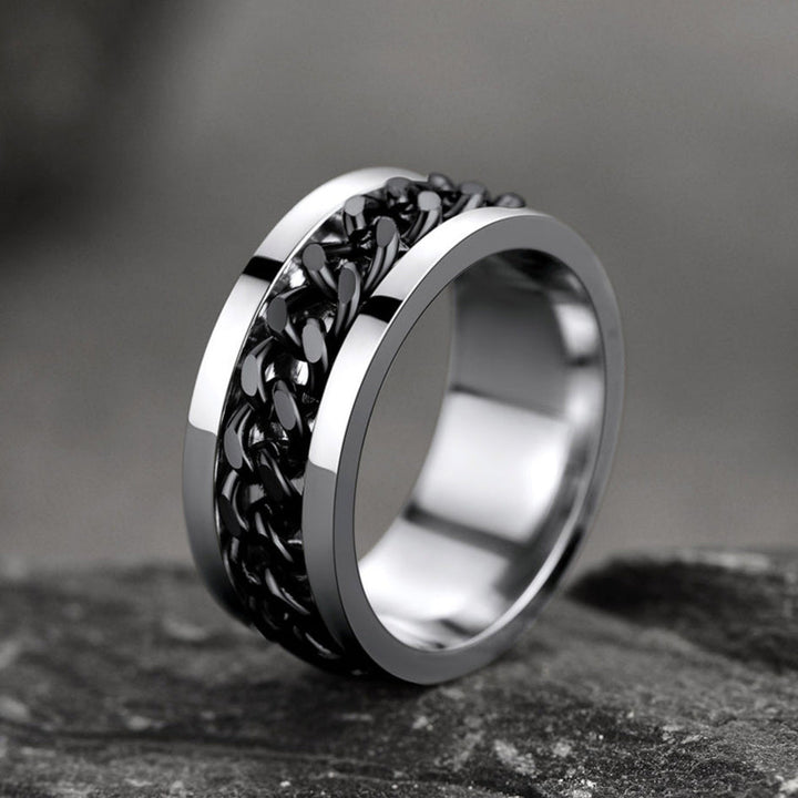 Cuban Chain Link Fidget Spinner Anxiety Ring for Men