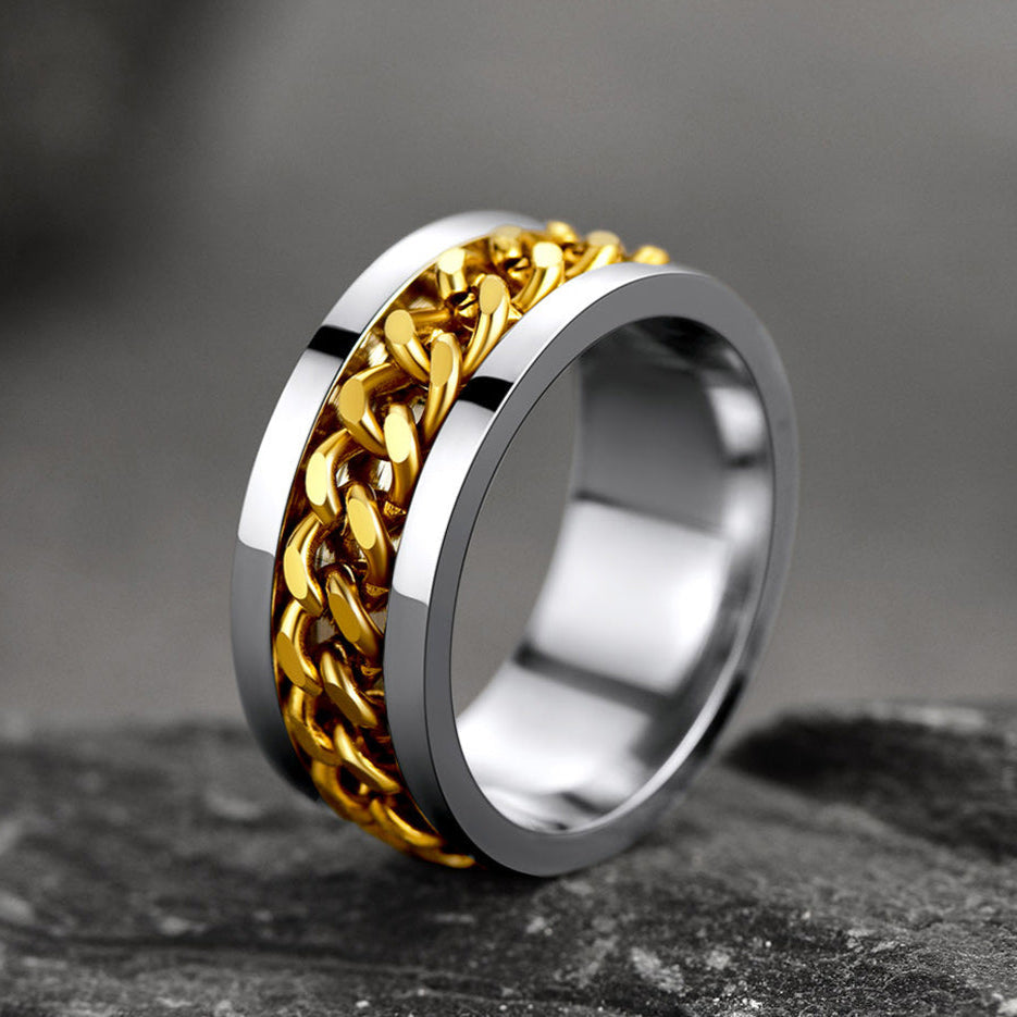 Cuban Chain Link Fidget Spinner Anxiety Ring for Men