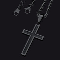 Christian Black Enamel Cross Necklace For Men Women