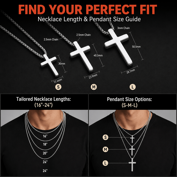 Christian Plain Cross Necklace Minimalist Religious Pendant Box Chain for Men Women