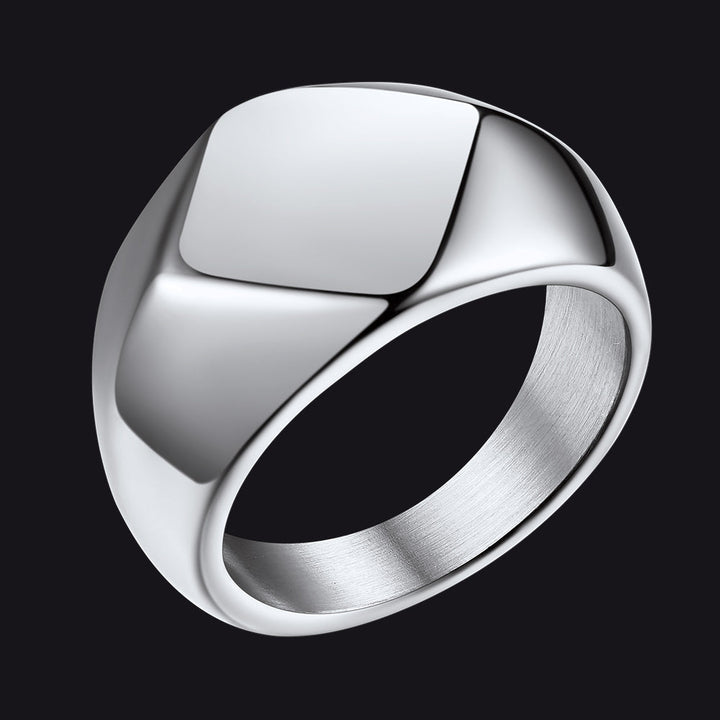 Custom Text Chunky Thick Heavy Signet Ring Gift for Dad Men