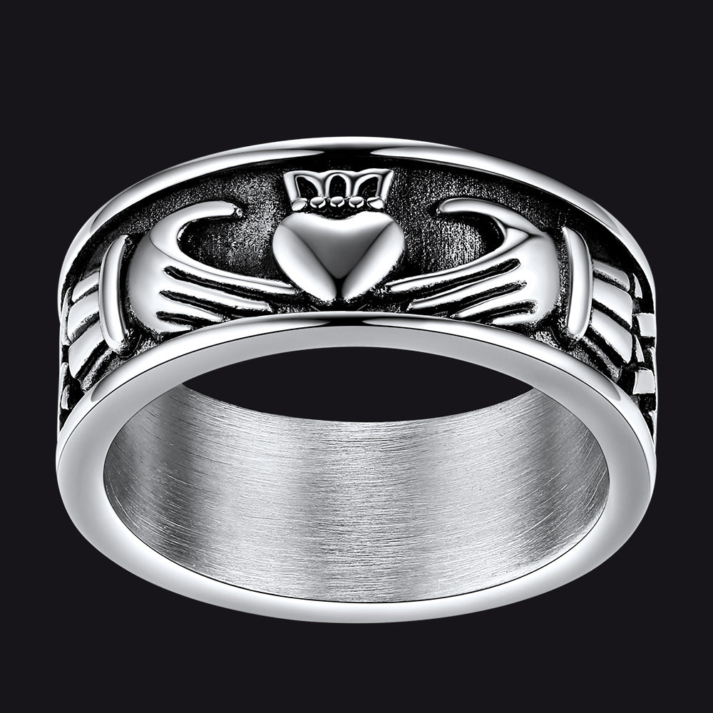Celtic Claddagh Love Wedding Band Ring for Men and Women