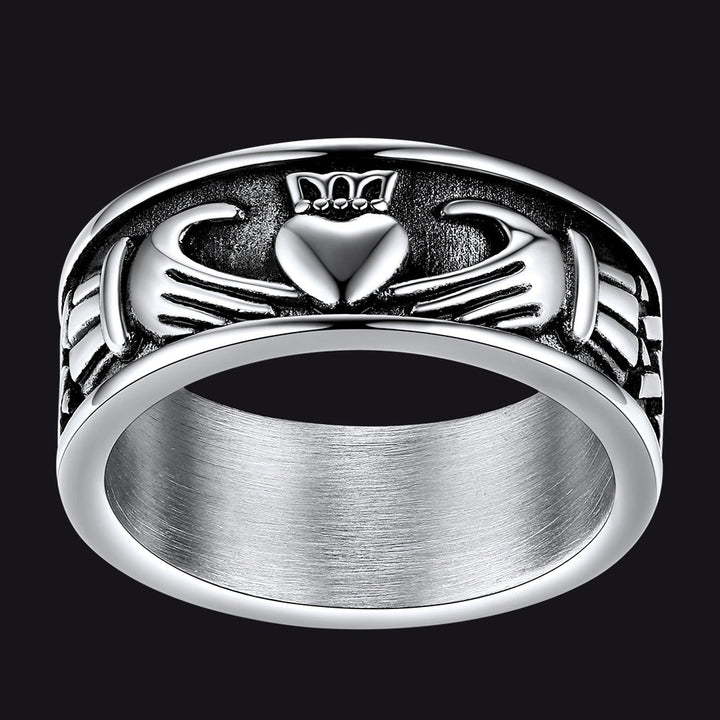 Celtic Claddagh Love Wedding Band Ring for Men and Women
