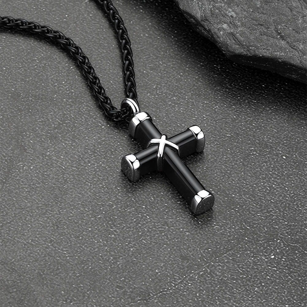 Customized Cross Cremation Urn Necklace Memorial Jewelry for Men