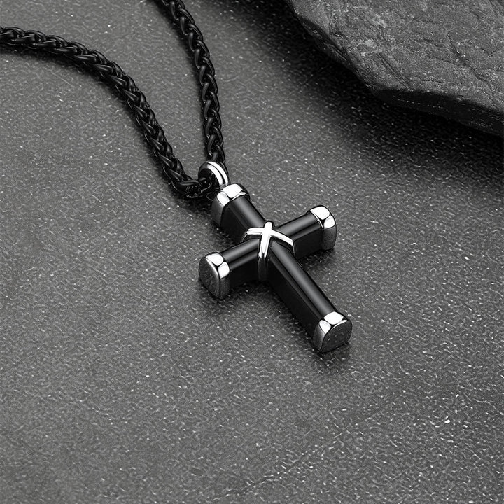 Customized Cross Cremation Urn Necklace Memorial Jewelry for Men