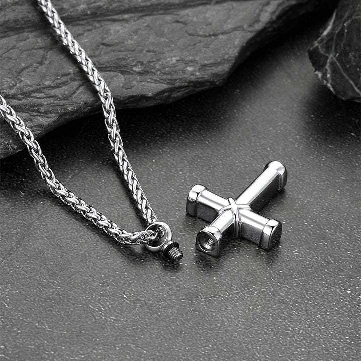 Customized Cross Cremation Urn Necklace Memorial Jewelry for Men
