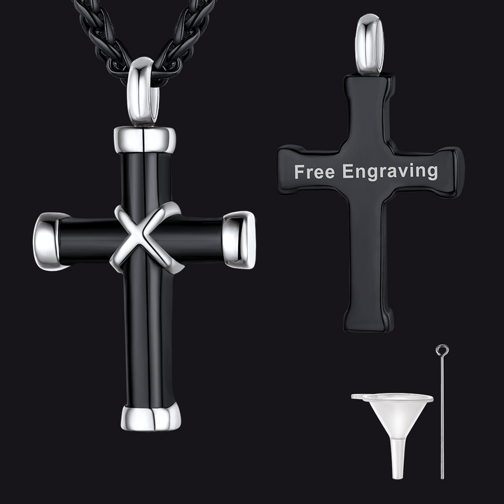 Customized Cross Cremation Urn Necklace Memorial Jewelry for Men
