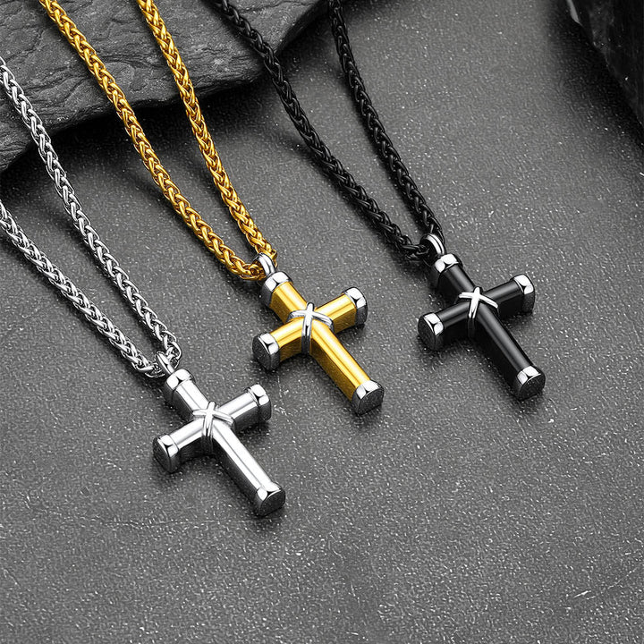 Customized Cross Cremation Urn Necklace Memorial Jewelry for Men