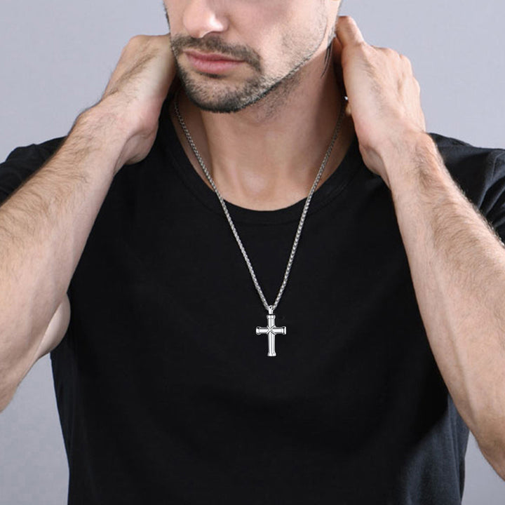 Customized Cross Cremation Urn Necklace Memorial Jewelry for Men