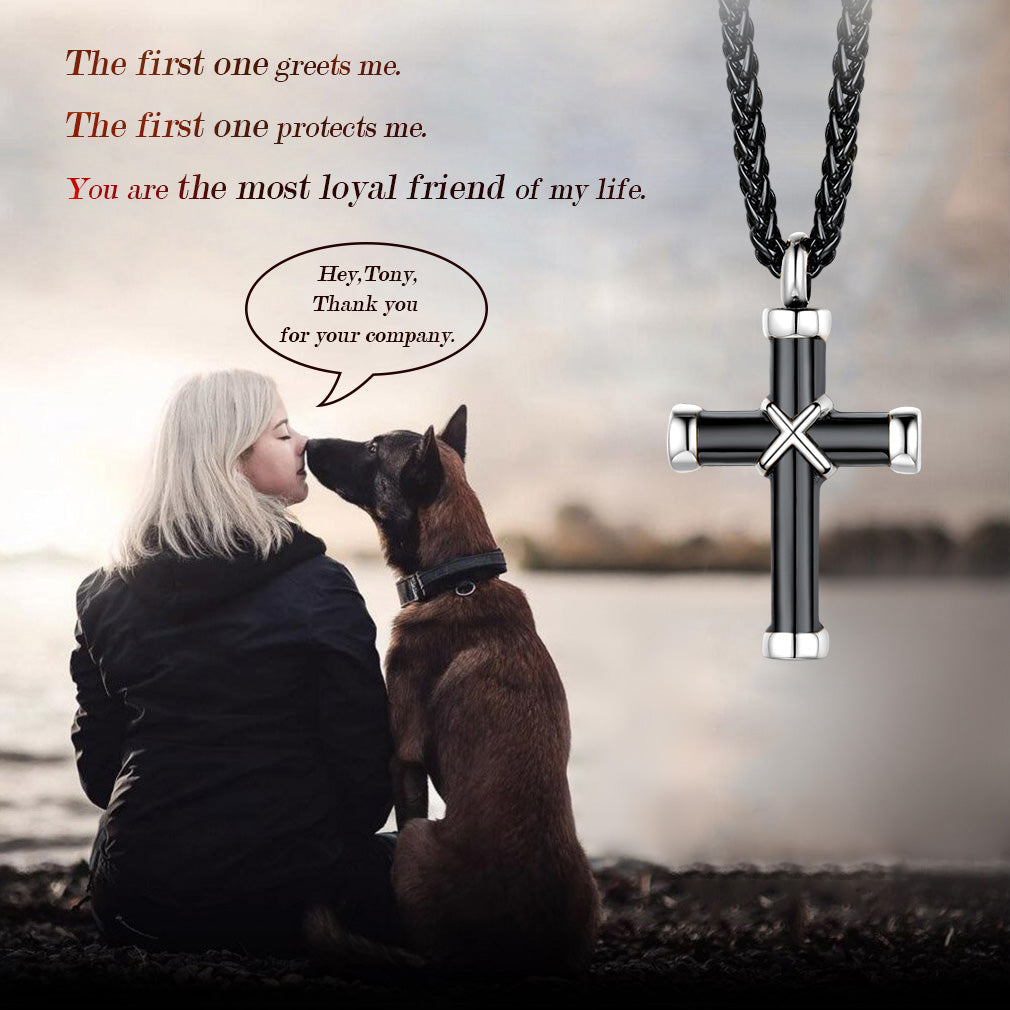 Customized Cross Cremation Urn Necklace Memorial Jewelry for Men
