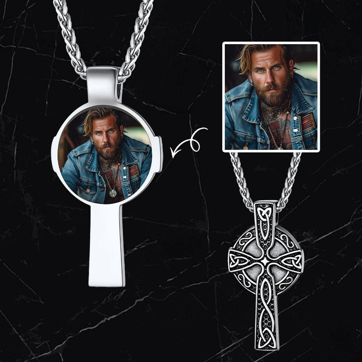 Personalized Celtic Cross Pendant Necklace with Picture