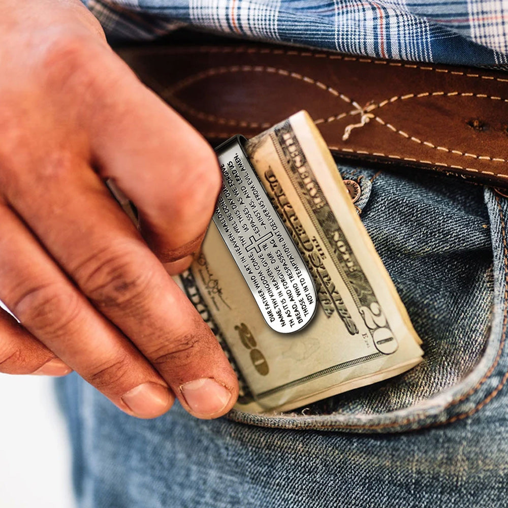 Cross Prayer Money Clip Money Card Holder for Men
