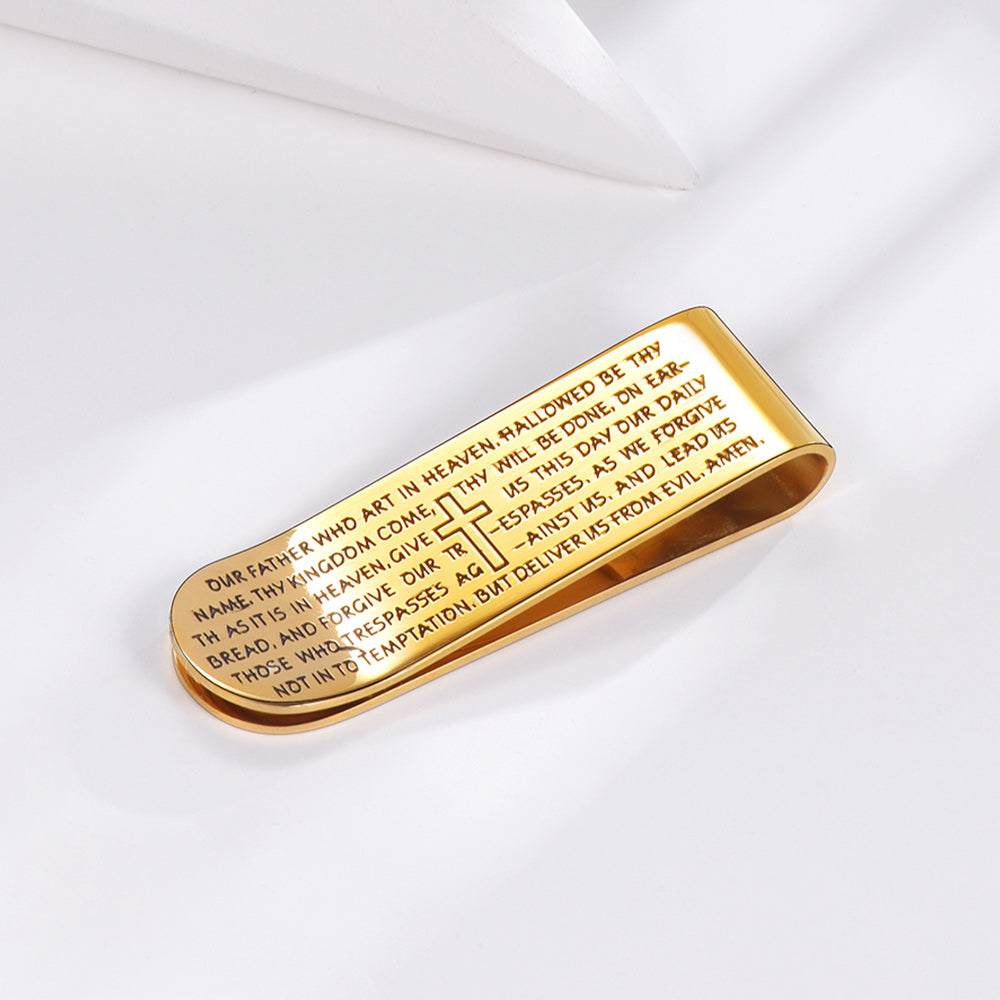 Cross Prayer Money Clip Money Card Holder for Men