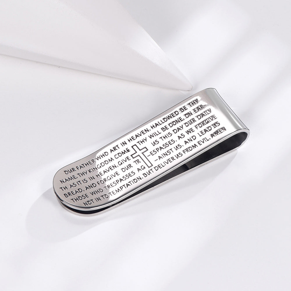 Cross Prayer Money Clip Money Card Holder for Men