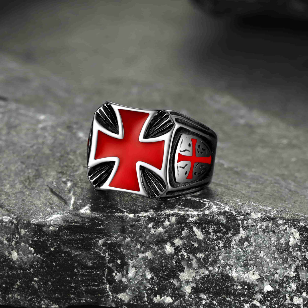 Christian Knights Templar Cross Ring For Men Stainless Steel