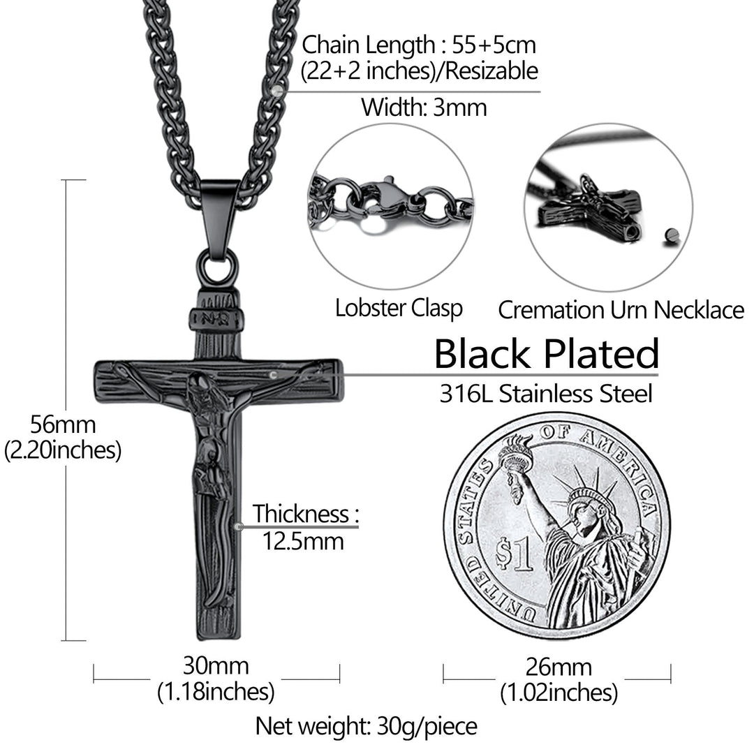 Christian Crucifix Cross Urn Necklace for Ashes Memorial Gift