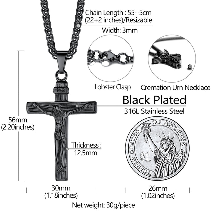 Christian Crucifix Cross Urn Necklace for Ashes Memorial Gift