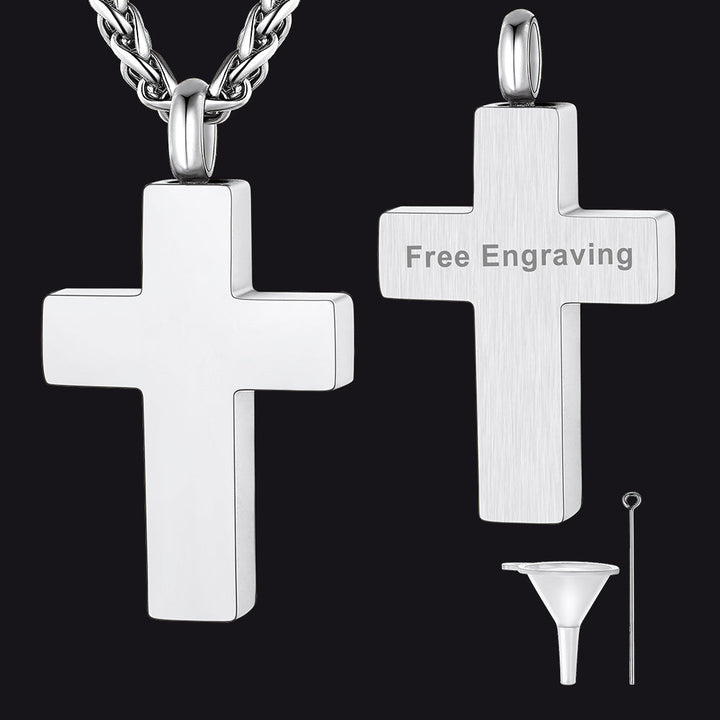 Customized Cross Cremation Urn Ashes Necklace Memorial Keepsakes Pendant