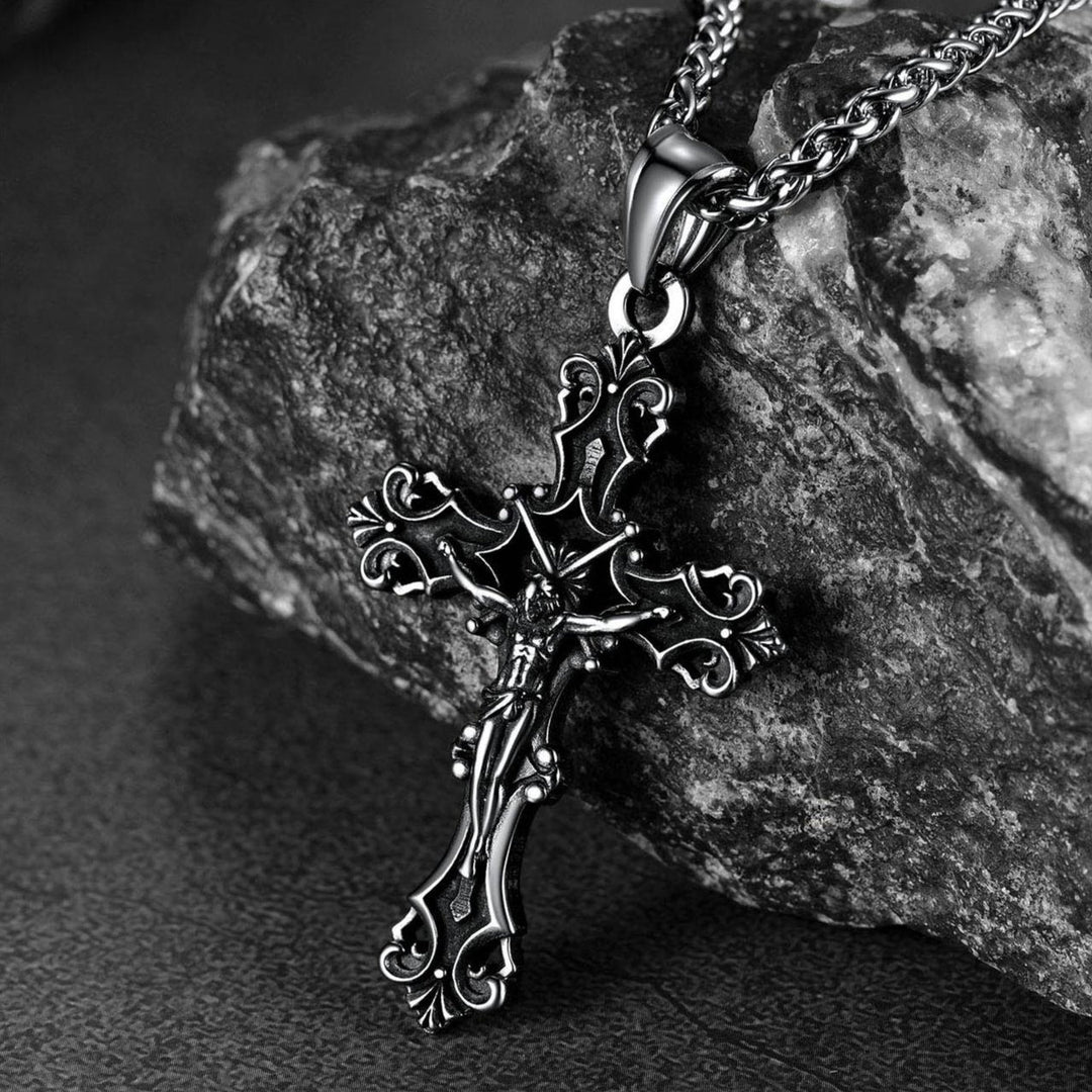 Vintage Crucifix Cross Necklace Jesus Pendant For Men