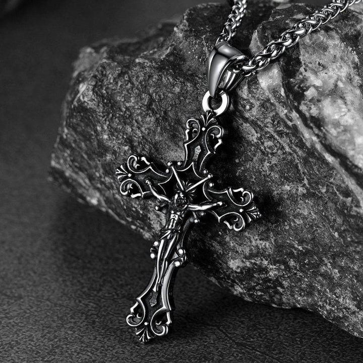 Vintage Crucifix Cross Necklace Jesus Pendant For Men
