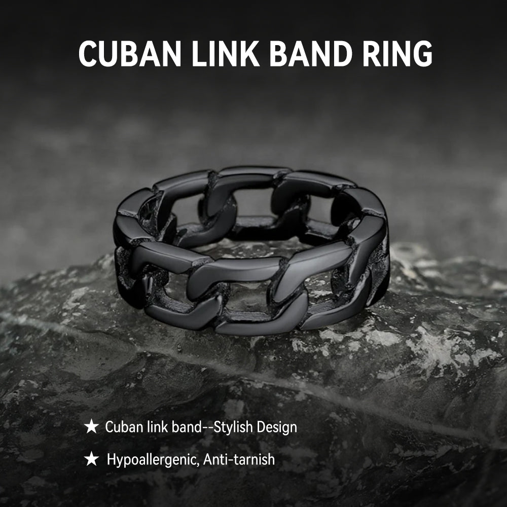 Chunky Cuban Link Chain Ring For Men Stainless Steel