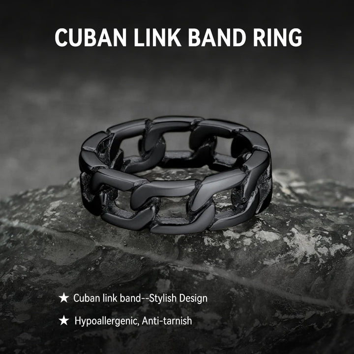 Chunky Cuban Link Chain Ring For Men Stainless Steel
