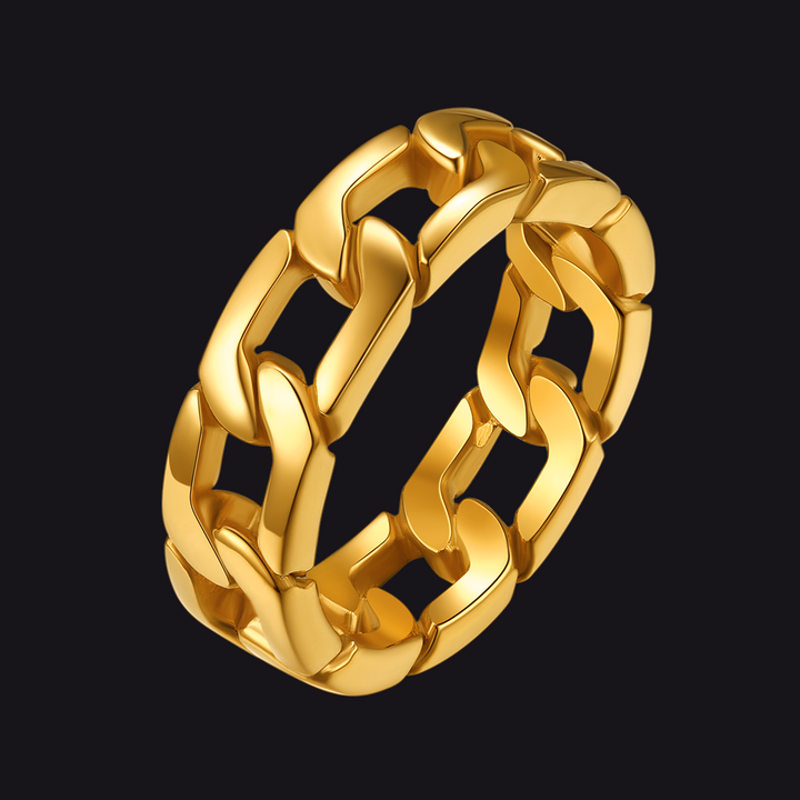 Chunky Cuban Link Chain Ring For Men Stainless Steel