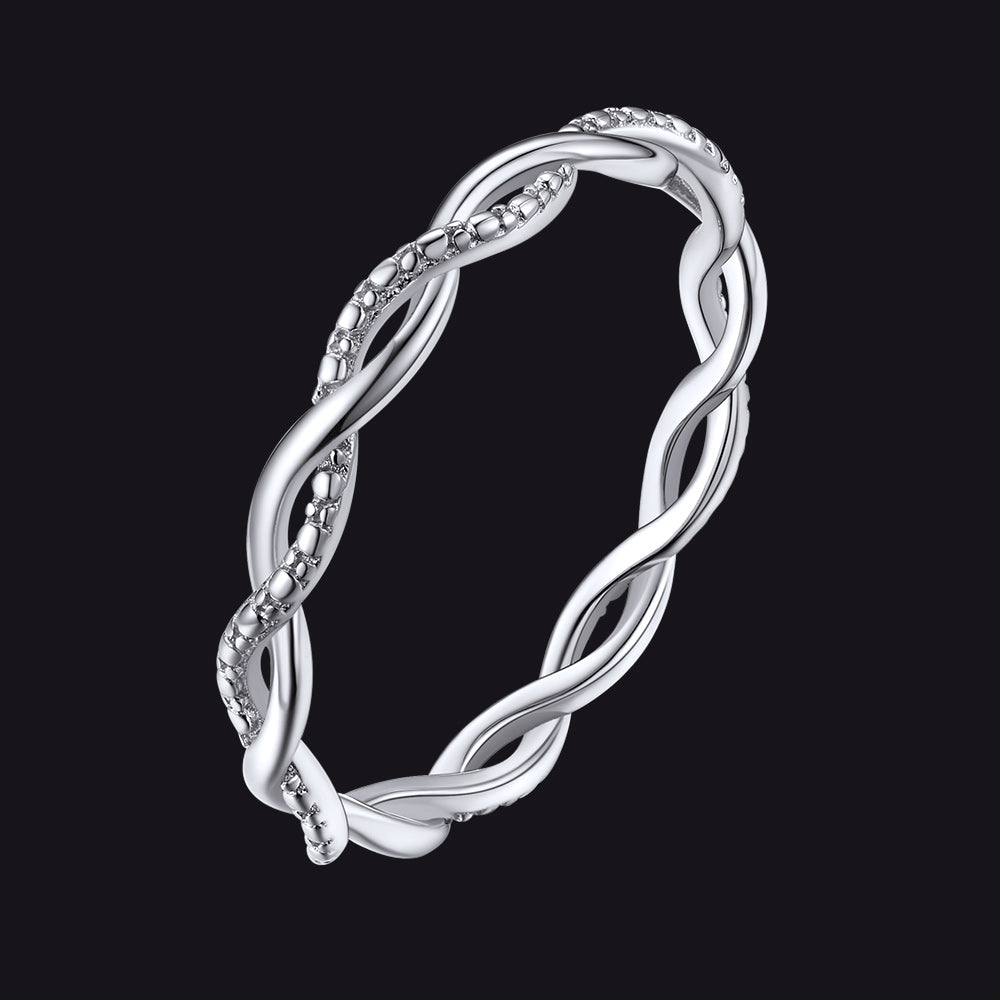 Sterling Silver Cubic Zirconia Twisted Band Ring for Women